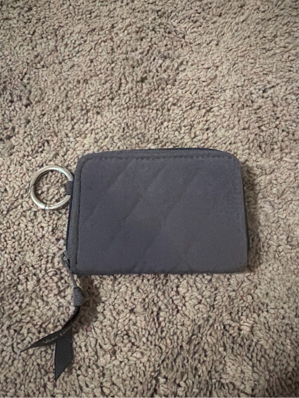 Vera Bradley Gray Quilted Key Ring Card Wallet